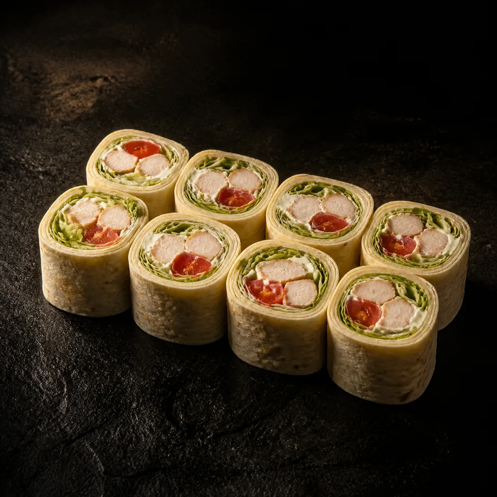 Подача блюда «Тортилья с копчёной курицей»